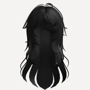 Black Slightly Messy Anime Hair with Soft Layers, a Roblox hairstyle
