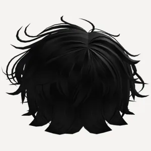 black messy emo grunge boy hair, a Roblox hairstyle