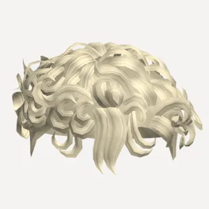 curly blonde hair, a Roblox hairstyle