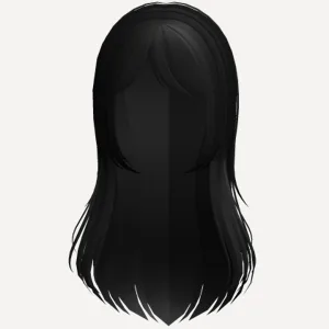 FREE cute girly full long nerdy haircut in black, a Roblox hairstyle