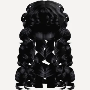 Summer Messy Super Curly Long Black Hair, a Roblox hairstyle