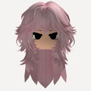 Pink Messy Anime Girl Hair w/ Emo Cute Face, a Roblox hairstyle