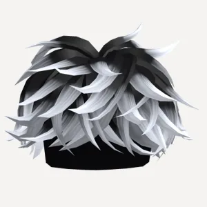 Black to White Fluffy Middle Swept Hair, a Roblox hairstyle