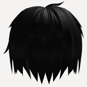 emo anime protagonist boy hair messy black, a Roblox hairstyle