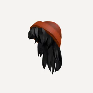 Orange Beanie with Black Hair, a Roblox hairstyle