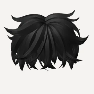 (Black) Fluffy Sleek Anime Messy Boy Hair, a Roblox hairstyle