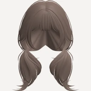 brown hair cutesy girl pigtails, a Roblox hairstyle