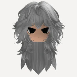 White Messy Anime Girl Hair w/ Emo Cute Face, a Roblox hairstyle