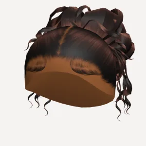 Curly Hair w/ Bun (Brown), a Roblox hairstyle