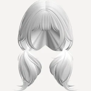 white hair cutesy girl pigtails, a Roblox hairstyle