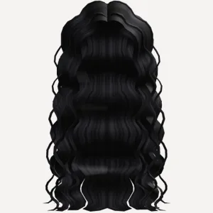 Long Wavy Soft Curly  Hair in Black, a Roblox hairstyle