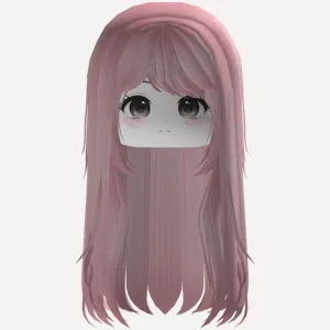 Pink Straight Hair w/ Cute Anime Girl Face, a Roblox hairstyle