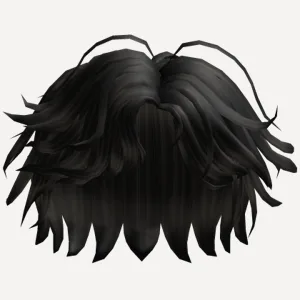 Black Fluffy Middle Hair messy anime boy, a Roblox hairstyle