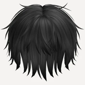 Stylish Messy Anime Boy Hair in Black, a Roblox hairstyle