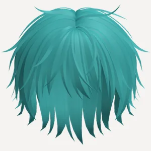 Stylish Messy Anime Boy Hair in Teal, a Roblox hairstyle