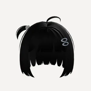 𖹭 : kawaii chiikawa black doll hair w/ blue clips, a Roblox hairstyle