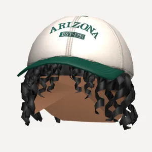 Black Curly Hair w/Cap (White & Green), a Roblox hairstyle