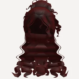 ♡ curly girly hair in red, a Roblox hairstyle