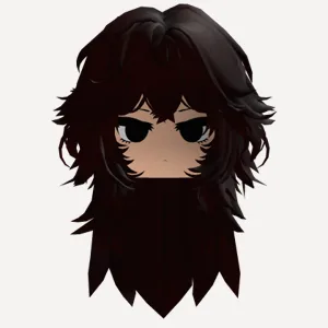 Red Messy Anime Girl Hair w/ Emo Cute Face, a Roblox hairstyle