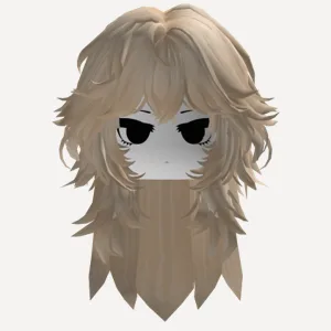 Blonde Messy Anime Girl Hair w/ Emo Cute Face, a Roblox hairstyle