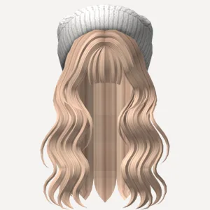 Lush Long Wavy Hair with Beanie (Blonde), a Roblox hairstyle