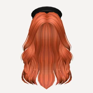 Elegant long wavy Ginger hair with beret, a Roblox hairstyle