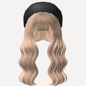 Long Over the Shoulder Wavy w/ Beanie (Blonde), a Roblox hairstyle