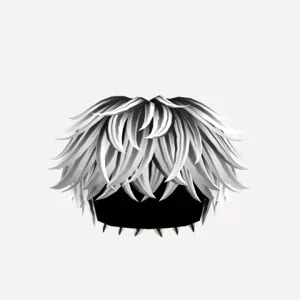 Cool White and Black Fluffy Hair, a Roblox hairstyle
