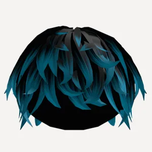 Black and Blue Fluffy Messy Emo Boy Hair, a Roblox hairstyle