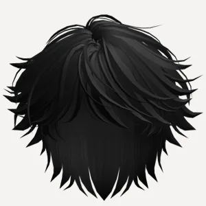 Side Part Fluffy Swept Boy Hair (Black), a Roblox hairstyle
