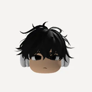 Free UGC Messy Emo Boy Headphones w Face (Black), a Roblox hairstyle
