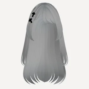 ♡ Long Hair White Emo Girl Super Cute, a Roblox hairstyle