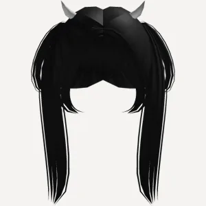 Cute White Demon Horns Halloween Hair (Black), a Roblox hairstyle