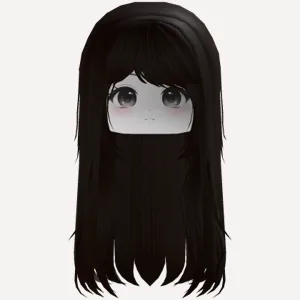 Brown Straight Hair w/ Cute Anime Girl Face, a Roblox hairstyle