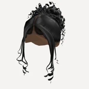 Lovely Curly Bun Black Sleek Hair [Tone 4], a Roblox hairstyle