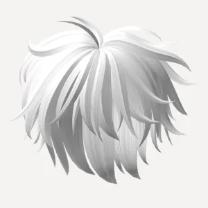 Y2K Fluffy Messy Boy Hair in White, a Roblox hairstyle