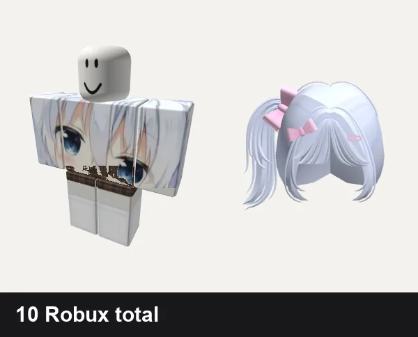 Almost free Aesthetic Roblox outfits: Anime Aesthetic Neko Girl Waifus Japanese loli, preppy cottage core vintage plaid dress w socks, Cute Soft Blue Side Pigtails Hair Kawai W/ Bow
