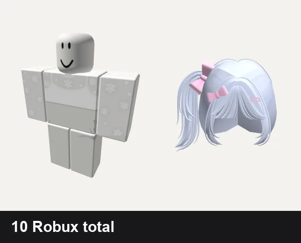 Aesthetic Roblox outfits under 100 Robux: ❄️Cute White Aesthetic Vintage Winter Christmas, cottage core dress white preppy xmas Christmas, Cute Soft Blue Side Pigtails Hair Kawai W/ Bow