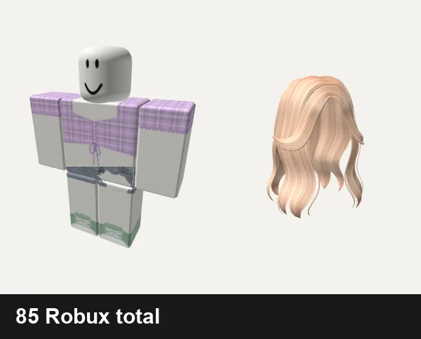 Aesthetic Roblox outfits under 100 Robux: Aesthetic purple blouse, christmas y2k cottage core green sage vintage, Aesthetic Split Bangs Hair in Blonde