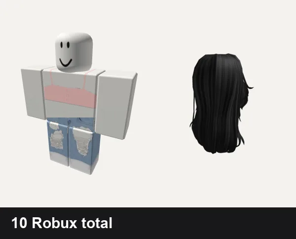 Aesthetic Roblox outfits under 50 Robux: ✅ Aesthetic pastel Pink top black white valentines, Cute ripped Jeans Y2k aesthetic vintage girl ok, (FREE UGC) Aesthetic Messy Combo Hair