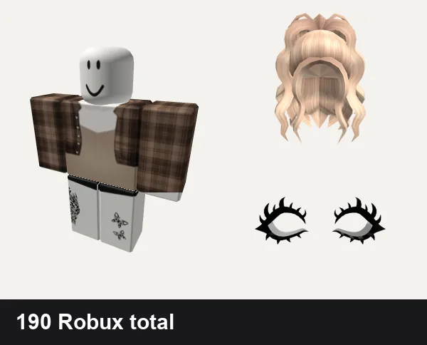Baddie Roblox outfit ideas: beige one piece top baddie ro-gangster, baddie y2k black dh shorts emo aesthetic tattoo, Blonde curly celebrity hair, Cute Gyaru Eyelashes