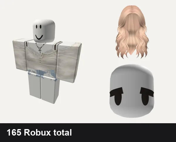 Baddie Roblox outfit ideas: white necklace buttoned shirt female baddie y2k, jean shorts baddie rogangster cnp ext y2k trendy, Lush Wavy Hair (Blonde), ⊱┊soft cute eyelash face