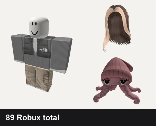 Baddie outfit under 100 Robux: grey northface chav roadman baddie romper bodysuit, baddie, Popular Girl Blonde & Brown Hair, Pink Octo Baddie 💅 | Code: POB