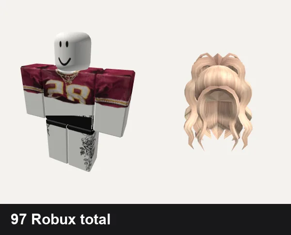Baddie Roblox outfits under 100 Robux: red baddie jersey, Mandraka baddie moe emo y2k, Blonde curly celebrity hair