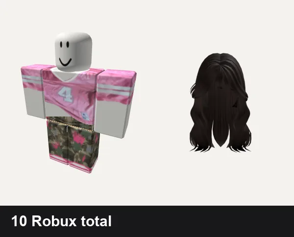 Baddie Roblox outfits under 200 Robux: pink baddie nfl jersey, Star Denim Camo Pants W Pink Dunks Baddie, Baddie hair brown