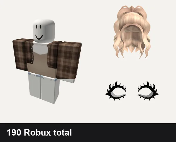 Baddie Roblox outfits under 200 Robux: beige one piece top baddie ro-gangster, jean shorts baddie rogangster cnp ext y2k trendy, Blonde curly celebrity hair, Cute Gyaru Eyelashes