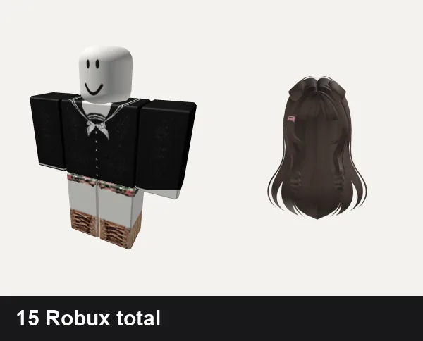 Almost free Cute Roblox outfits: cute black n white kawaii uniform cutesy school, ✪ Floral Designer Cute Outfit, Brown Cute Puppy Ear Hair (Free)