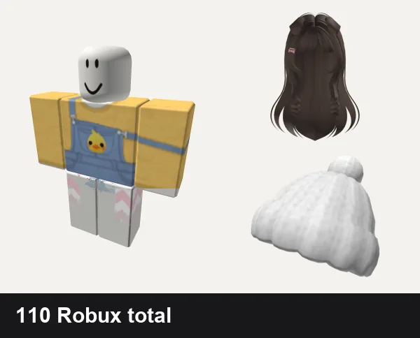 Cute Roblox outfit ideas: 🐣Cute easter chick overalls🐣 eatser chicken, 💛 Cute Girls Outfit Stripey Vibes ⏫, Brown Cute Puppy Ear Hair (Free), Cute White Winter Beanie