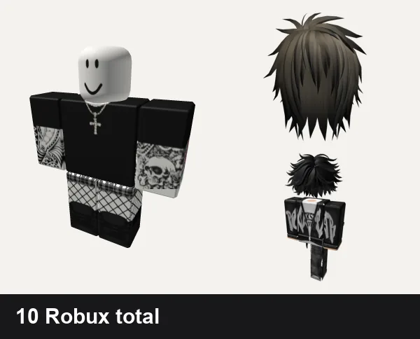 Emo Roblox outfit ideas: Black emo shirt with chains and tattoos, ✅ black y2k cross cyber tank top dahood emo shorts, Emo Boy Hair, Emo Boy Avatar