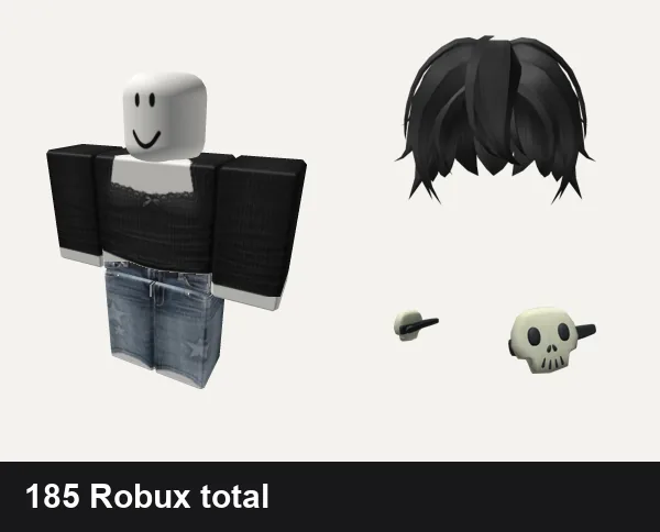 Emo outfit under 200 Robux: Emo, y2k white star da hood jeans outfit vkei, Black Anime Hair, Halloween Skull Hair Clips White